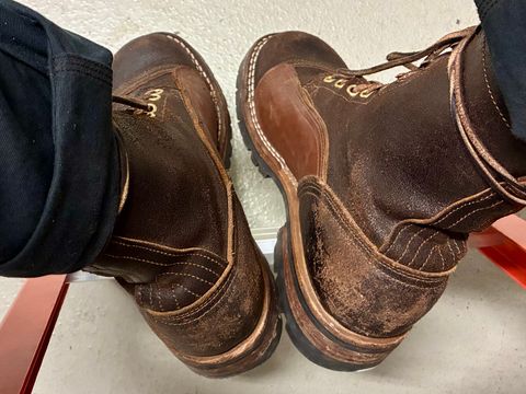 Photo by Vic on July 9, 2026 of the Nicks X Rose Anvil ND1 in Horween Black Waxed Flesh.