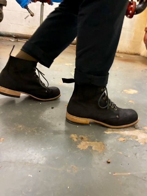 Photo by Vic on July 13, 2026 of the Goral Bradwell WW1 Replica in C.F. Stead Black Waxy Commander Suede.