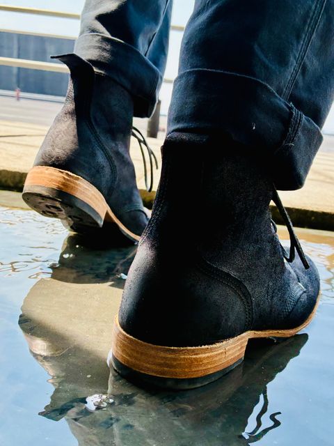 Photo by Vic on July 15, 2026 of the Goral Bradwell WW1 Replica in C.F. Stead Black Waxy Commander Suede.