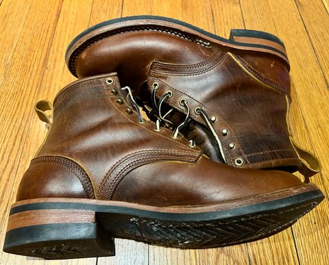 Photo by Vic on March 8, 2026 of the Nicks Falcon in Horween Orange Predator.