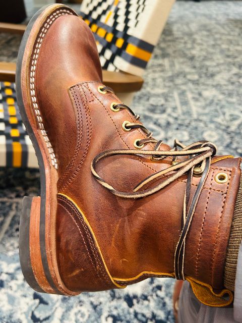 Photo by Vic on June 6, 2026 of the Nicks Falcon in Horween Orange Predator.