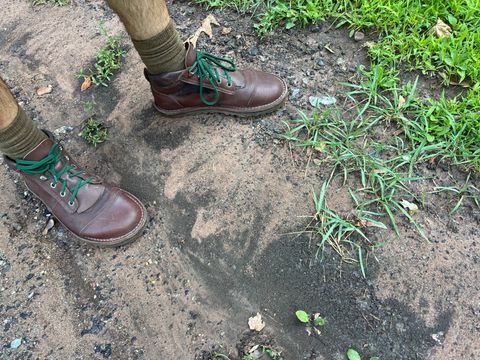 Photo by Vic on July 4, 2026 of the Jim Green African Ranger Barefoot Boot in African Buffalo Skin.