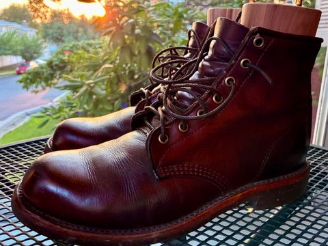 Photo by Vic on July 13, 2026 of the L.L.Bean X Chippewa Custom Model in Burgundy.