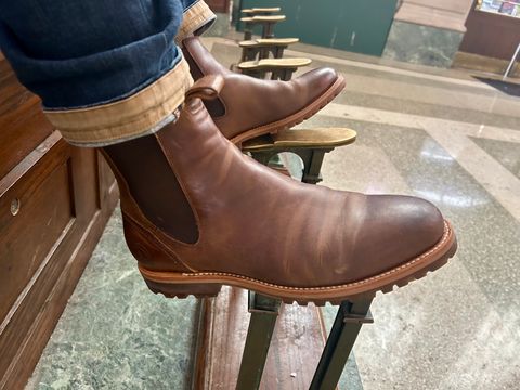 Photo by Vic on January 11, 2026 of the Carolina Gold Chelsea in Unknown Natural Veg Tan.