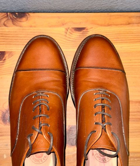 Photo by sierraStyled on October 3, 2024 of the Grant Stone Cap Toe Oxford in D'Annonay British Tan Calf.