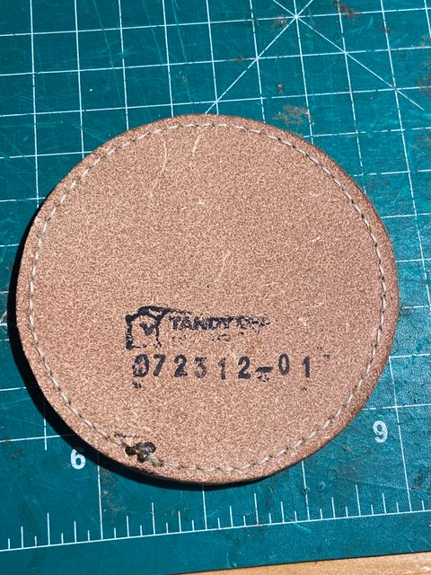 Photo by august_september on October 1, 2025 of the Self-Made Drink Coaster in tandy 3-4oz natural veg tan.