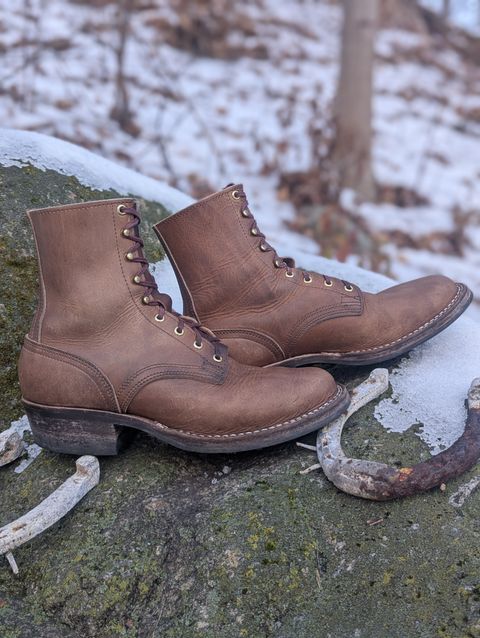 Photo by proof.in.whisky on December 4, 2025 of the Nicks MTO in Horween Natural Cypress.