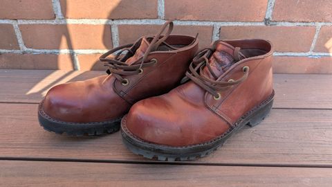 Photo by Yakkboot73 on April 1, 2025 of the Jim Green Custom Vellie Composite Toe Cap in Walnut Veg Tan.