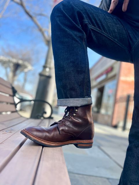 Photo by patinatimes on February 20, 2023 of the Allen Edmonds Higgins Mill in Horween Brown Chromexcel.