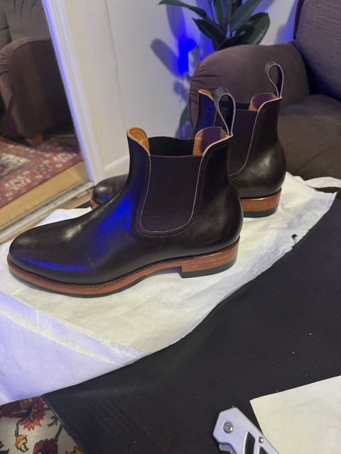 Photo by BootSniffer69 on July 17, 2026 of the Briselblack The Seventh Chelsea Boot in Maryam Dark Brown Horsebutt.