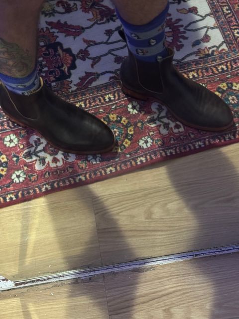 Photo by BootSniffer69 on July 17, 2026 of the Briselblack The Seventh Chelsea Boot in Maryam Dark Brown Horsebutt.