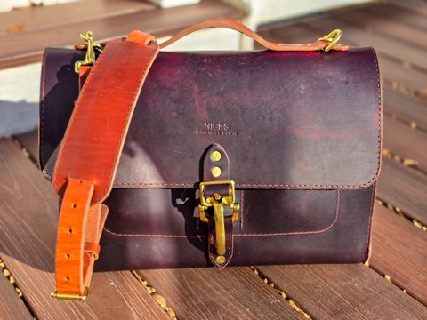 Photo by fallabel on January 4, 2026 of the Nicks Travel Bag in Wickett & Craig Burgundy Double Stuffed.