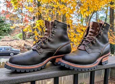 Photo by bostondirtdog7 on November 27, 2024 of the Nicks Urban Logger in Horween Brown Waxed Flesh.