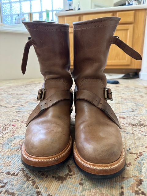 Photo by groverwear on January 5, 2023 of the John Lofgren Wabash Engineer Boots in Horween Natural Chromexcel.