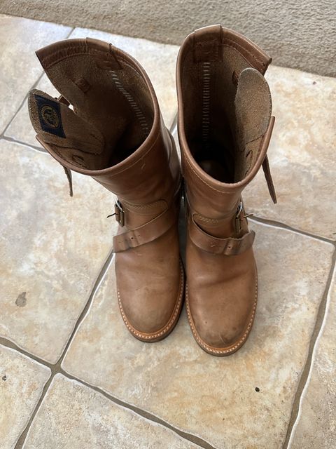Photo by groverwear on March 4, 2023 of the John Lofgren Wabash Engineer Boots in Horween Natural Chromexcel.