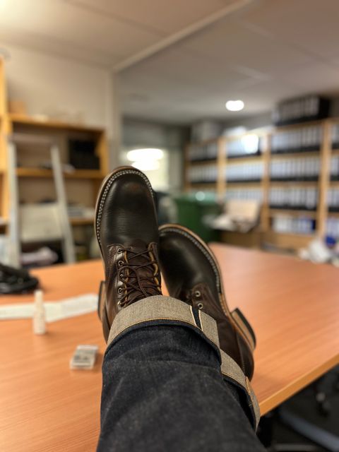 Photo by Qltyboots on February 1, 2024 of the Frank's Boots Wilshire in Seidel Mocha Oil Tan.