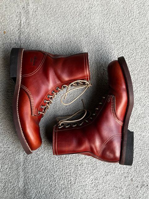 Photo by central209 on November 5, 2024 of the Thorogood 1892 Tomahawk Boot in Horween Cognac Chromexcel.