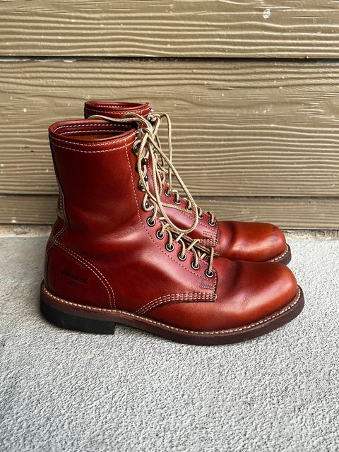 Photo by central209 on November 5, 2024 of the Thorogood 1892 Tomahawk Boot in Horween Cognac Chromexcel.