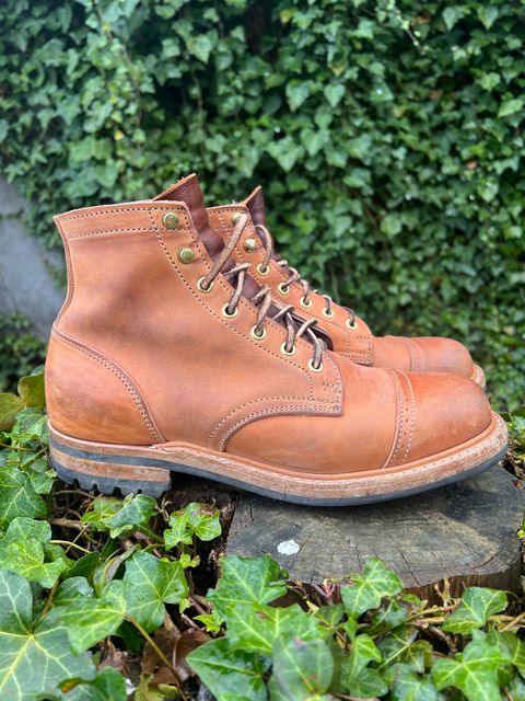 Photo by DalesLeatherworks on April 4, 2024 of the Truman Service Boot in Natural Horse Rump.