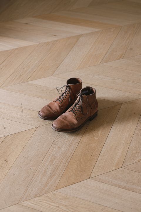 Photo by PatinaTurner on November 3, 2023 of the Viberg Service Boot BCT in Horween Natural Crust Double Cordovan.