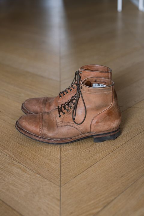 Photo by PatinaTurner on November 3, 2023 of the Viberg Service Boot BCT in Horween Natural Crust Double Cordovan.