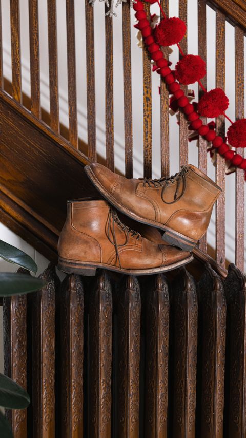 Photo by PatinaTurner on December 4, 2023 of the Viberg Service Boot BCT in Horween Natural Crust Double Cordovan.