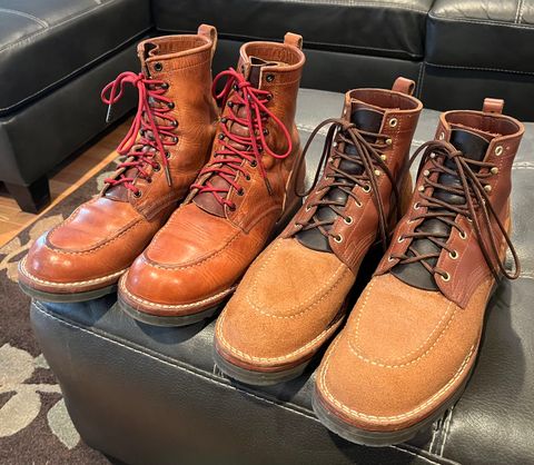 Photo by Gmetal64 on February 28, 2026 of the Nicks Nicks/ WedgeWork in Nicks 1964 Brown Smooth Over 1964 Tan Roughout.