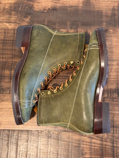 Photo by missouridenimdad on September 26, 2025 of the Fortis Boots Harker Leather GMTO Wukong Monkey Boot in Badalassi Carlo Oliva Pueblo.