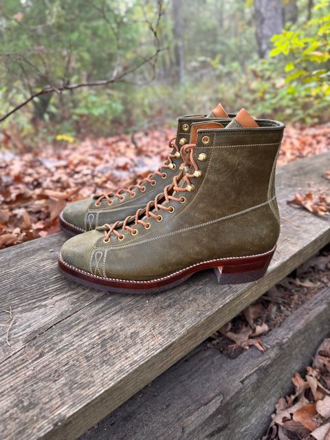 Photo by missouridenimdad on October 1, 2025 of the Fortis Boots Harker Leather GMTO Wukong Monkey Boot in Badalassi Carlo Oliva Pueblo.
