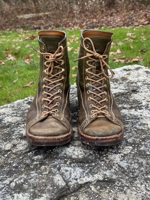 Photo by missouridenimdad on December 1, 2025 of the Fortis Boots Harker Leather GMTO Wukong Monkey Boot in Badalassi Carlo Oliva Pueblo.