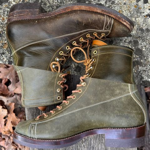 Photo by missouridenimdad on April 2, 2026 of the Fortis Boots Harker Leather GMTO Wukong Monkey Boot in Badalassi Carlo Oliva Pueblo.