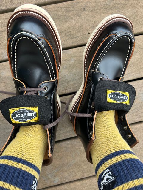 Photo by kenyhaves on October 1, 2024 of the Luosjiet Rural Moctoe Boot in Black Teacore OTA cowhide.