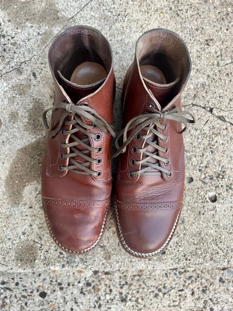 Photo by honestpanda on November 5, 2022 of the Viberg Boondocker BCT in Horween Pigment Brown Workshoe Butt.