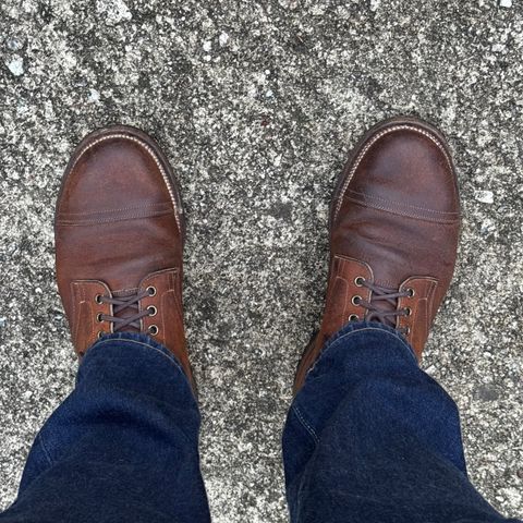 Photo by have.boots.will.travel on May 28, 2026 of the Viberg Service Boot PCT in Horween Golden Brown Predator Roughout.