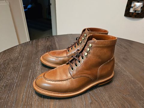 Photo by AspiringNormie on November 2, 2023 of the Grant Stone Ottawa Boot in Horween Dune Chromexcel.