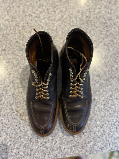 Photo by patinathunderdome on January 1, 2022 of the Alden Tanker Boot in Horween Arabica Lux Calfskin.