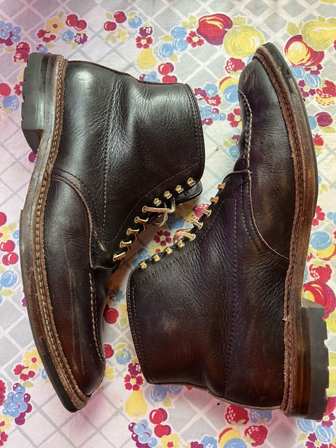 Photo by patinathunderdome on March 2, 2022 of the Alden Tanker Boot in Horween Arabica Lux Calfskin.