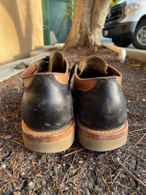 Photo by patinathunderdome on January 6, 2022 of the White's Oxford in Horween Natural Waxed Flesh.