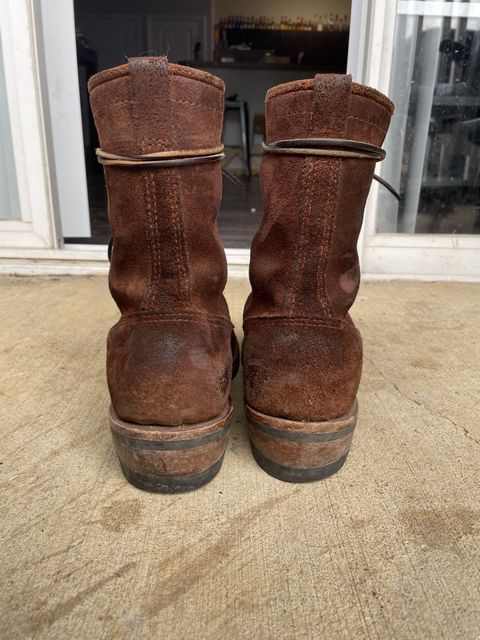 Photo by patinathunderdome on December 4, 2021 of the Wesco Packer in Seidel Brown Oil Tan Roughout.