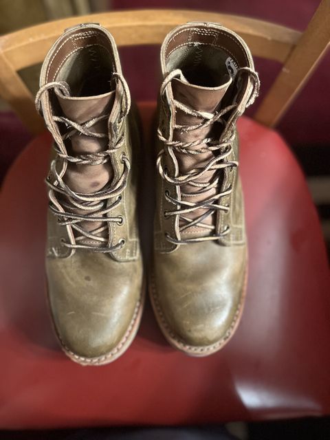 Photo by patinathunderdome on February 6, 2022 of the Truman Service Boot in Maryam Olive Horsebutt.