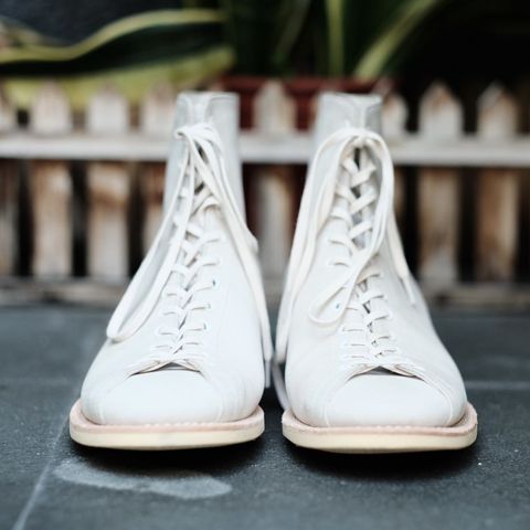 Photo by patinathunderdome on October 1, 2021 of the Dr. Sole Game Changer in Off-White Nubuck.