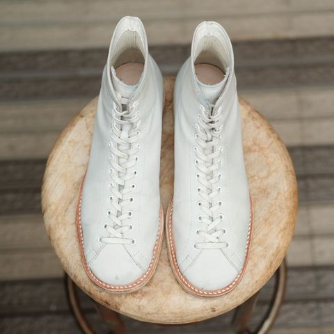 Photo by patinathunderdome on November 3, 2021 of the Dr. Sole Game Changer in Off-White Nubuck.