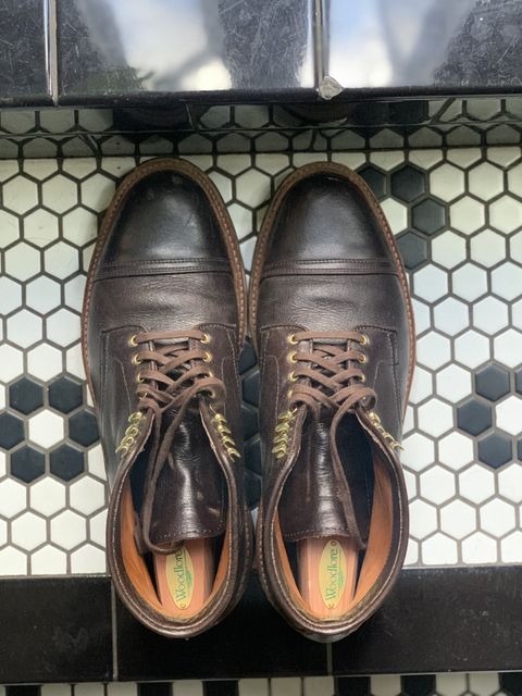 Photo by patinathunderdome on February 5, 2022 of the Alden x Stitchdown Stitchup 2.0 in Horween Arabica Lux Calfskin.