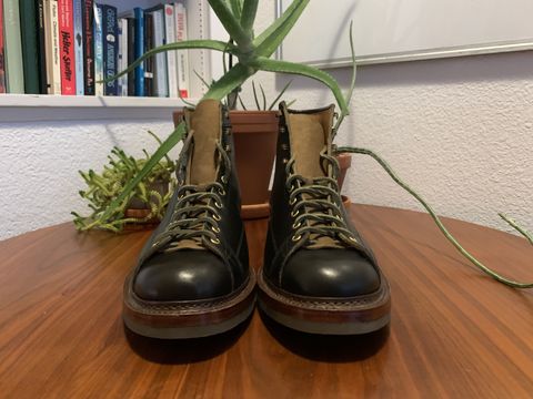 Photo by patinathunderdome on October 1, 2021 of the Sagara Cordmaster in Badalassi Carlo Oliva Minerva Overdyed Black.