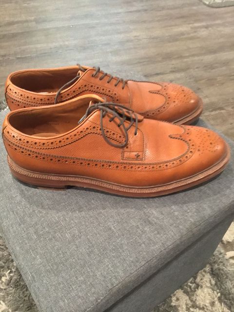 Photo by patinathunderdome on October 5, 2021 of the Grant Stone Plain Toe Blucher in Horween Brown Pebble Grain.