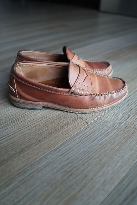Photo by patinathunderdome on November 6, 2021 of the Rancourt & Co. Beefroll Penny Loafers in Horween Unglazed Natural Shell Cordovan.