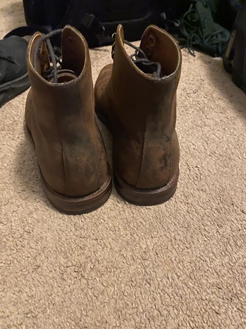 Photo by patinathunderdome on January 3, 2022 of the Grant Stone Edward Boot in C.F. Stead Tobacco Waxy Commander Suede.