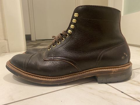Photo by patinathunderdome on December 6, 2021 of the Alden x Stitchdown Stitchup 2.0 in Horween Arabica Lux Calfskin.