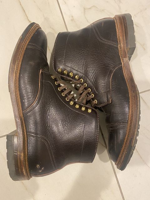 Photo by patinathunderdome on December 6, 2021 of the Alden x Stitchdown Stitchup 2.0 in Horween Arabica Lux Calfskin.