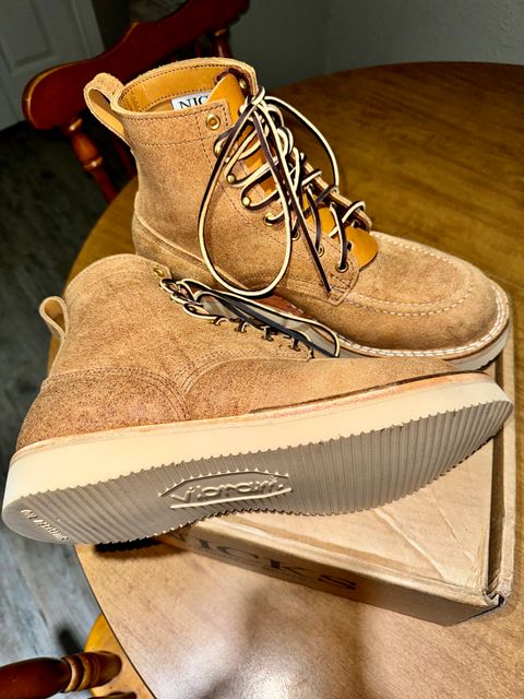 Photo by BigMealsOnly on November 10, 2023 of the Nicks Moc Toe in Seidel 1964 Tan Roughout.